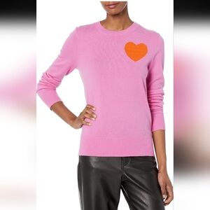 Trina Turk Pink Wool Sweater with Orange Heart